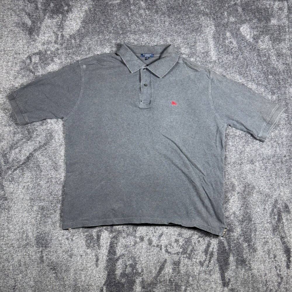 Burberry London Mens Gray Cotton Polo Shirt Made in England Size M Logo